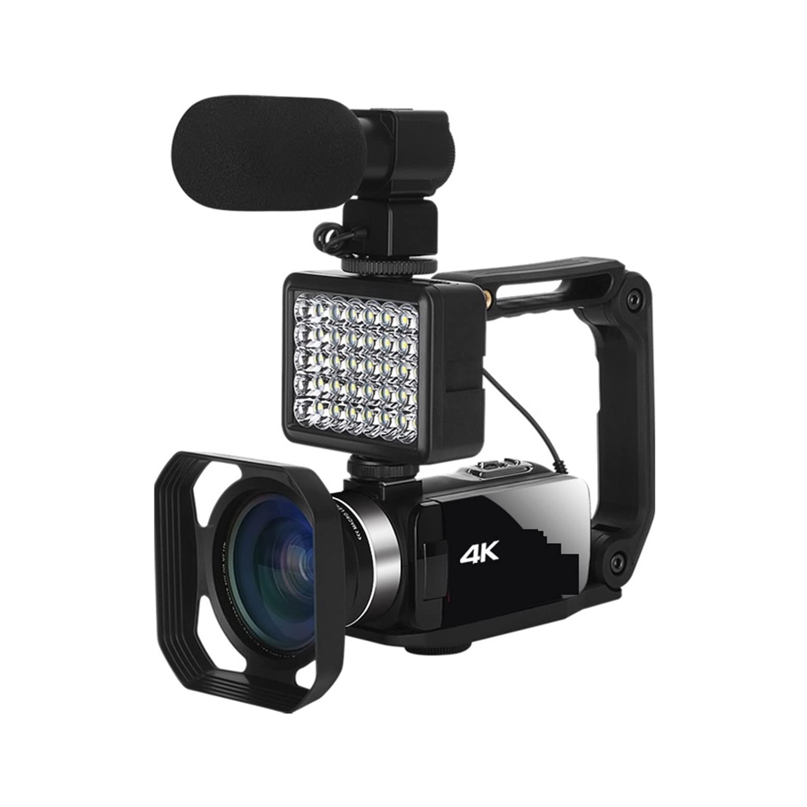 Cámara de Video, Full 4K UHD Cámara Digital Stream Camera Vlog Videocámara 18X 48MP Grabadora de Video Webcam Time Lapse(128G SD Card,with Lens Mic)