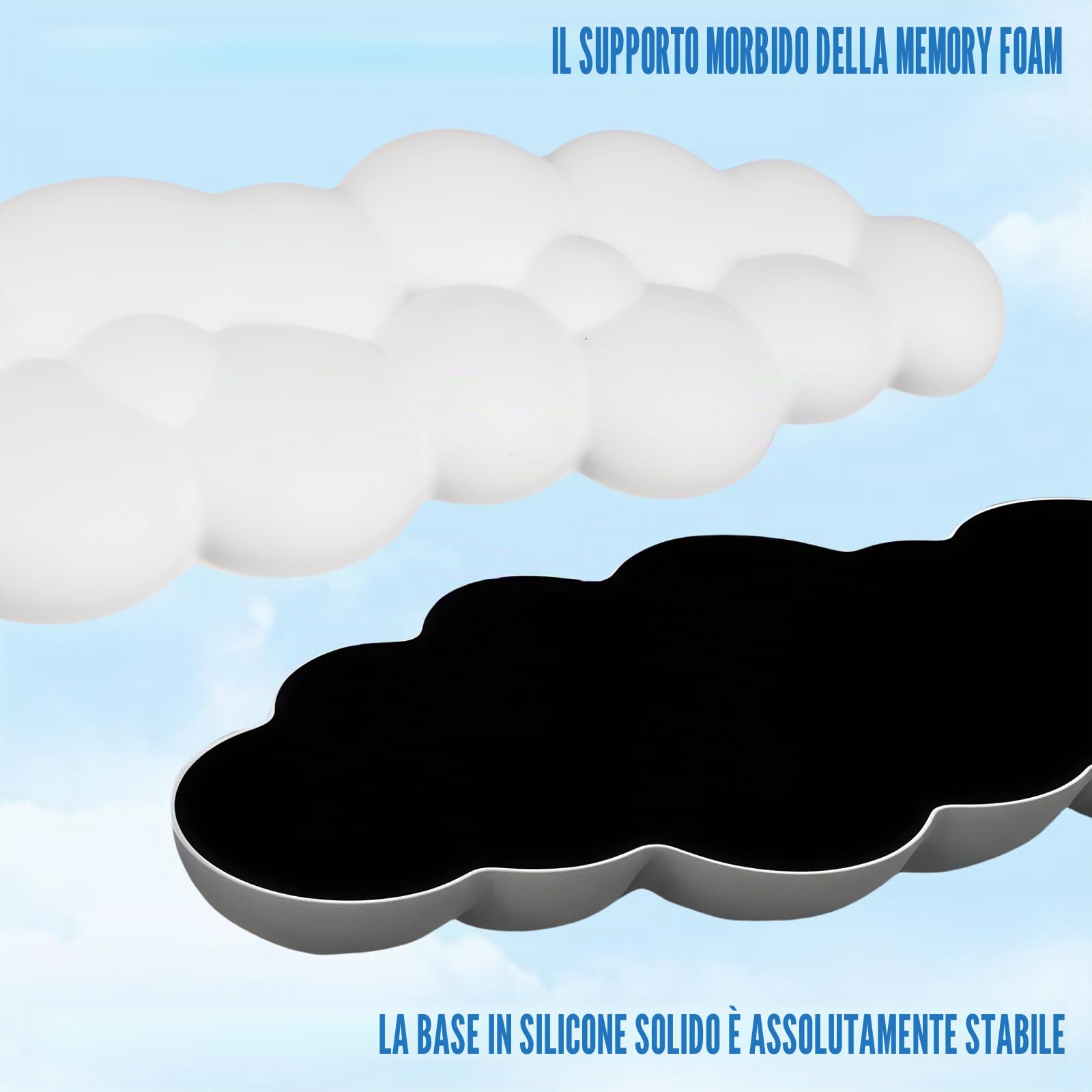 Nuvola Tastiera, Poggiapolsi Bianco Nuvola, Set Tastiera e Mouse con Poggiapolsi Ergonomico in Pelle PU Morbido Cloud