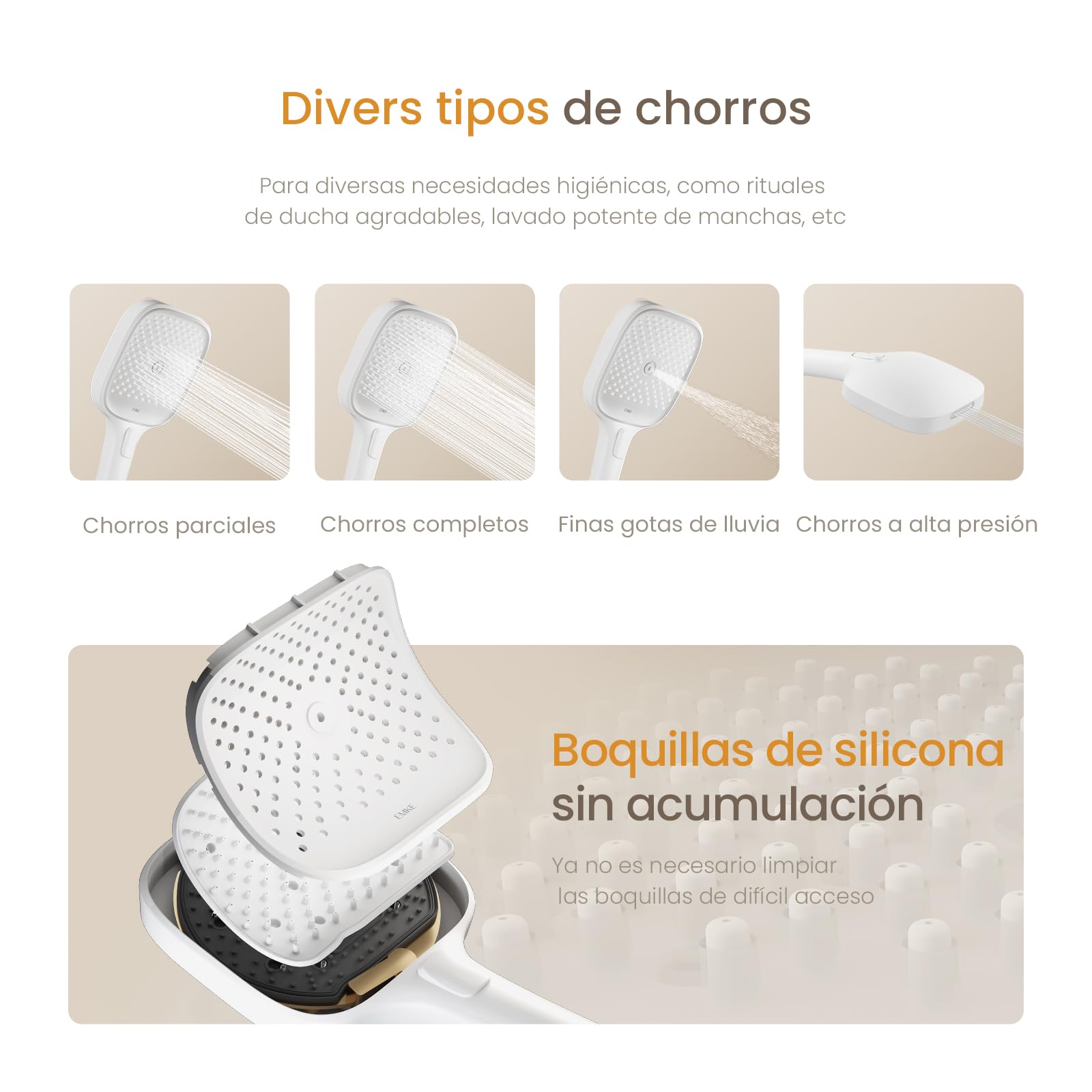 EMKE Columna de Ducha Termostática, Blanco Mate, Caudal Ajustable