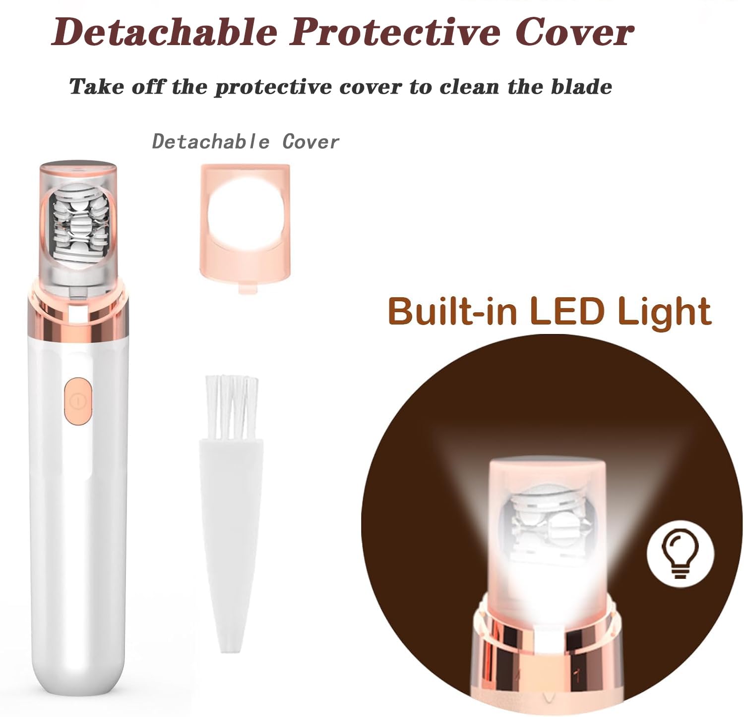 Épilateur Visage Femme, 2 en 1 Épilateur Electrique Femme Portable avec Lumière LED, Épilation Indolore et Très Efficace pour Visage, Bikini, Jambes, Bras