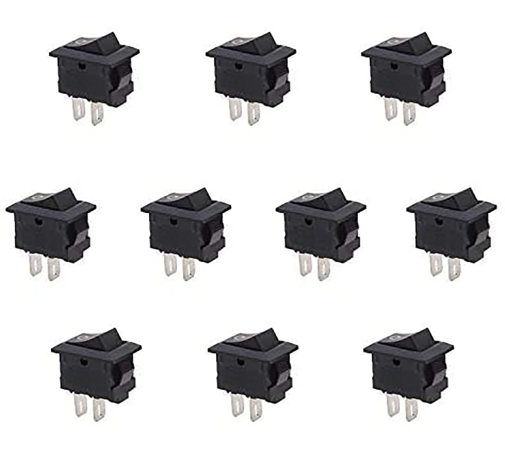 10 PCS KCD1-11 SPST 2PIN ON/OFF Boat Rocker 10 * 15mm Switch 3A/6A Car Dash Dashboard Truck RV ATV Home (10mm x 15mm, Pack of 10)