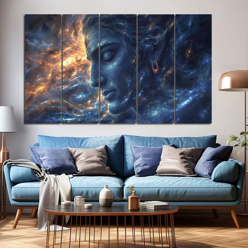 Image of Maxstone Adiyogi Shiva Shiv Meditating Wall Painting for Living Room, Bedroom, Office, Hotels,Drawing Room Wooden Framed Digital Painting (30x60 inch) M1404