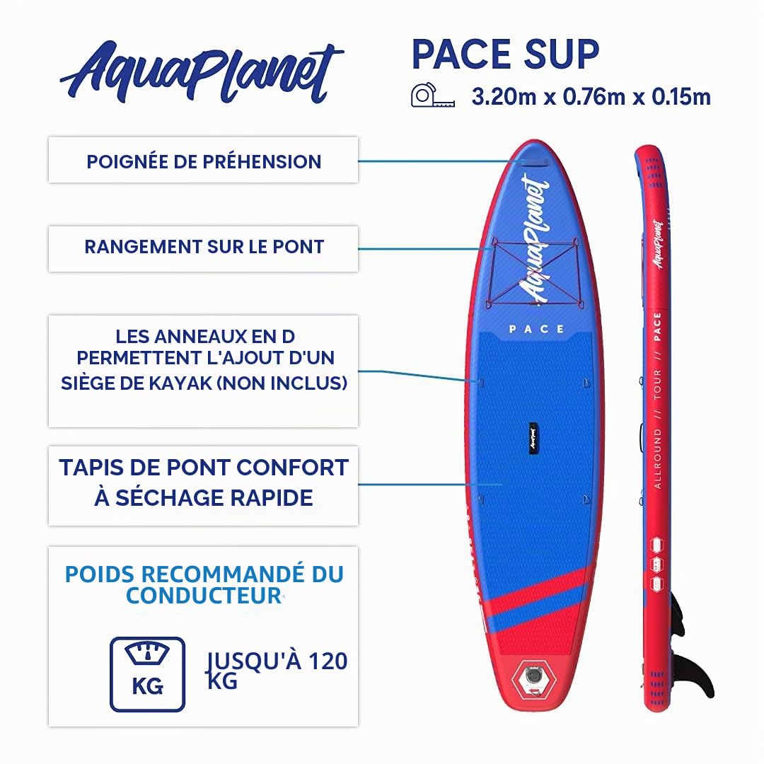 AQUAPLANET Kit Stand Up Paddle Gonflable