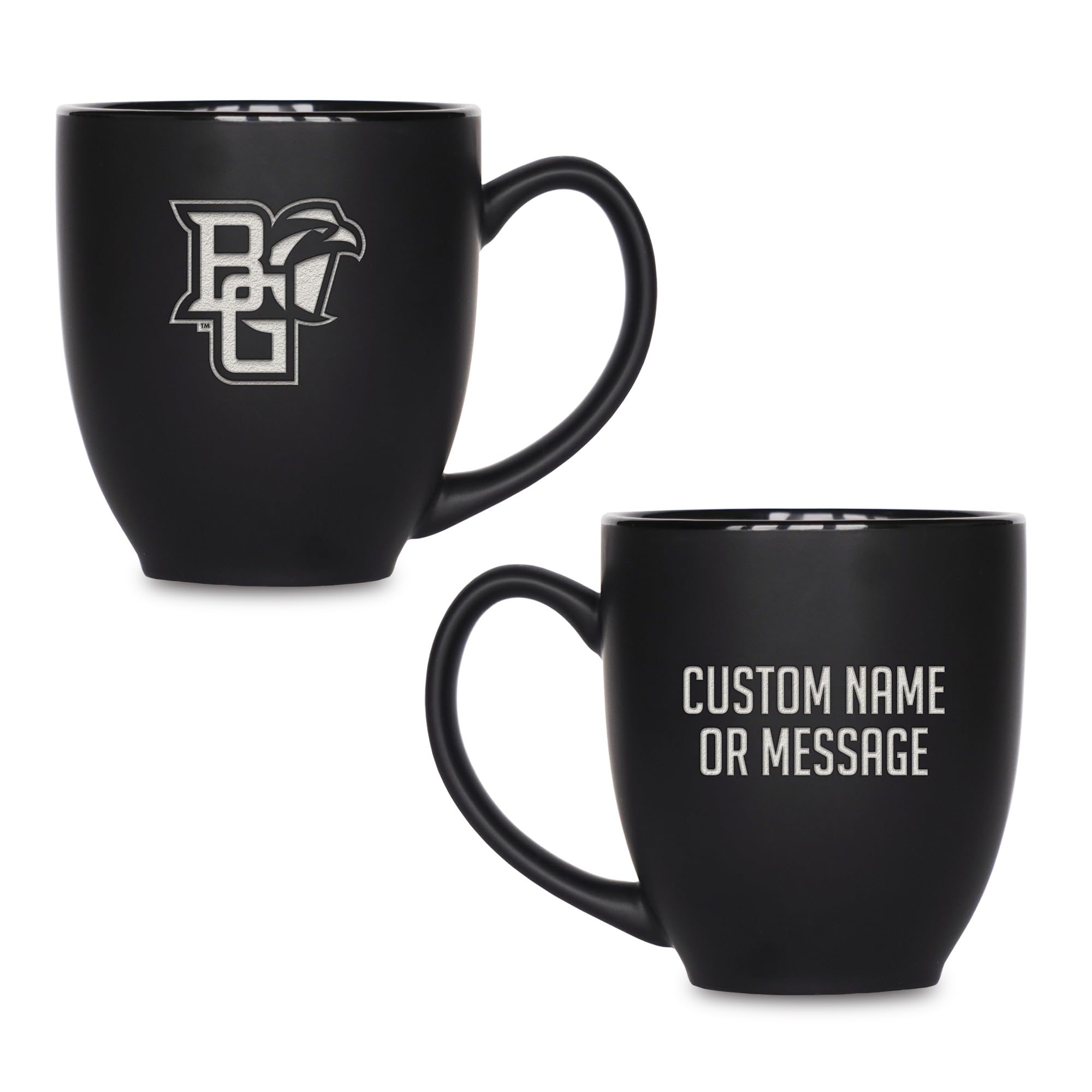 Rico Industries NCAA Primary 15-Oz Personalized Matte Black Bistro Mug - for Hot or Cold Drinks
