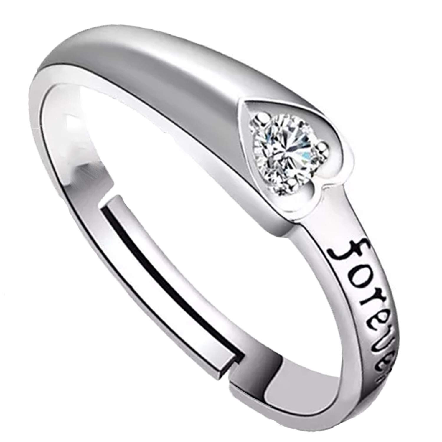 Rhodium Plated Forever Love Finger Ring with Solitaire Crystal Stone for Girls and Women FR1103057RWhi-image-26