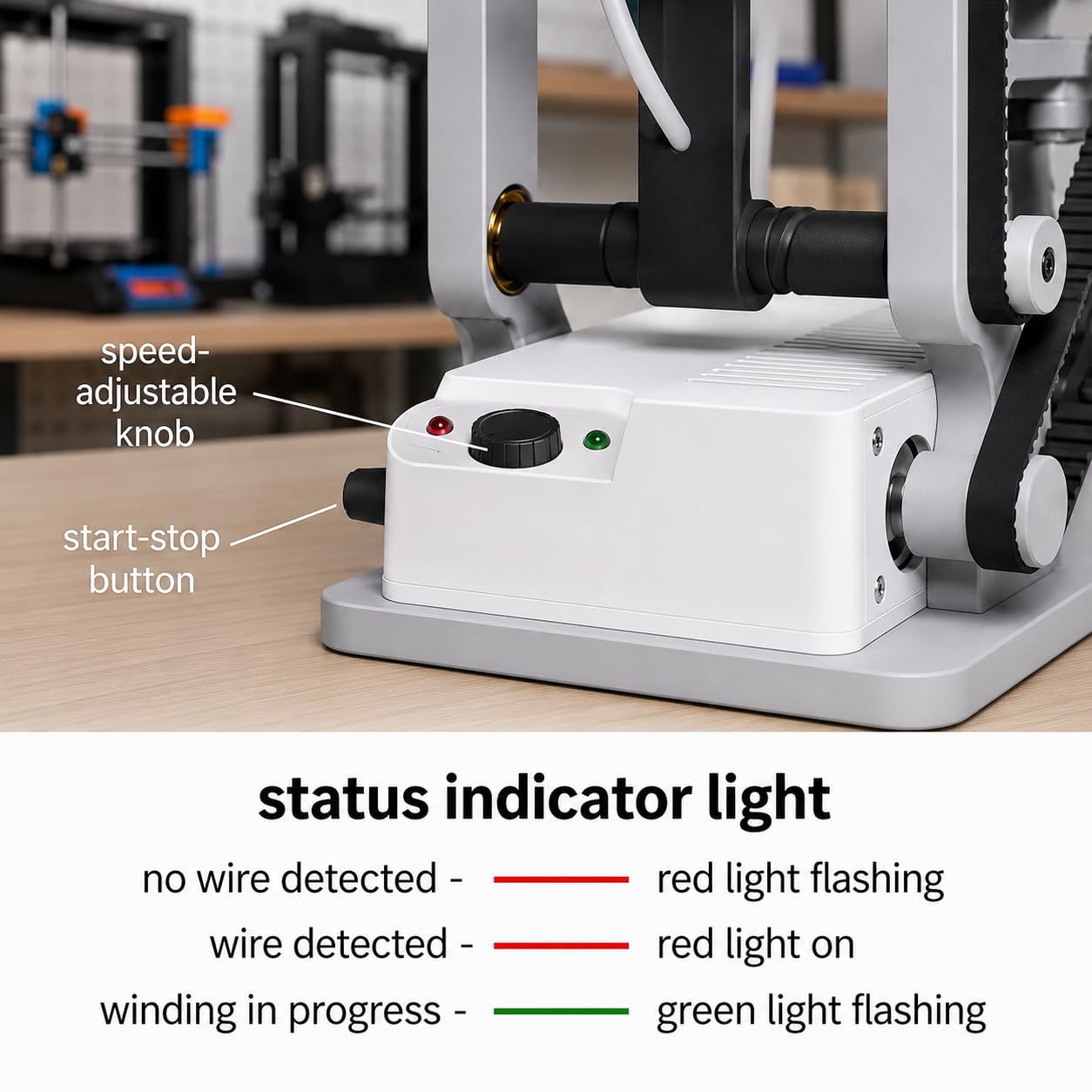 Máquina de bobinado de filamento 3D Industrial, Control Inteligente de Arranque/Parada, 1kg Capacidad de Carrete para PLA PETG ABS, bobinador eléctrico Compacto para Suministros de impresión 3D sin
