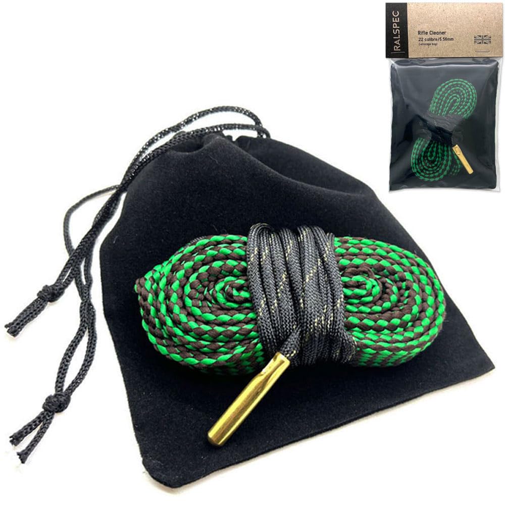 Rifle Barrel Cleaner .22 .223 Calibre / 5.56mm Gun Snake Bore Cleaner Pull Through Cord + Storage Bag SA80 Cal