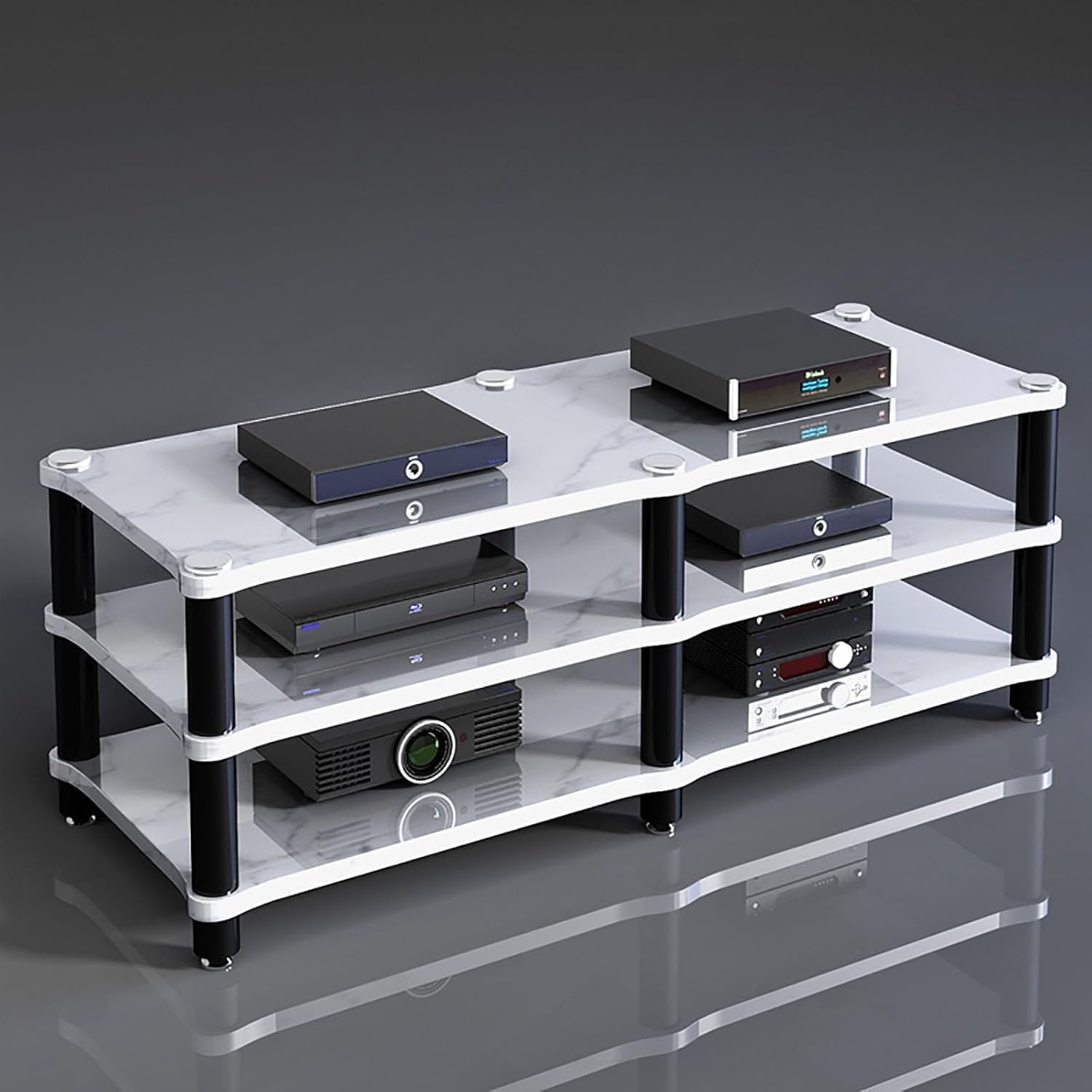 Supporto audio da gioco - Archiviazione multimediale per proiettori e console, costruzione robusta per soggiorno, organizza l'intrattenimento