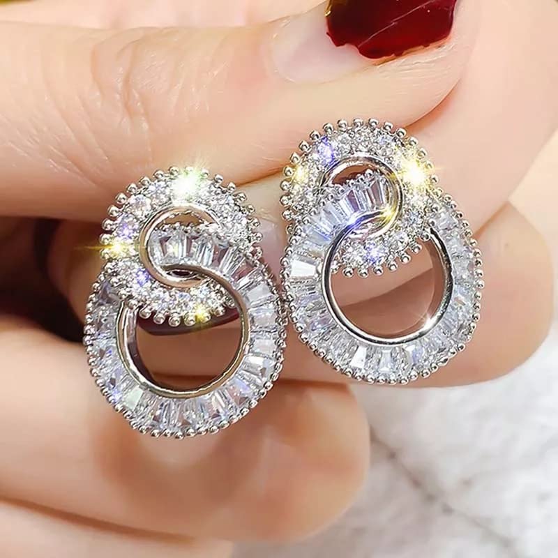 Boucles d'oreilles argent 925 strass ronds pour vos soirées chic