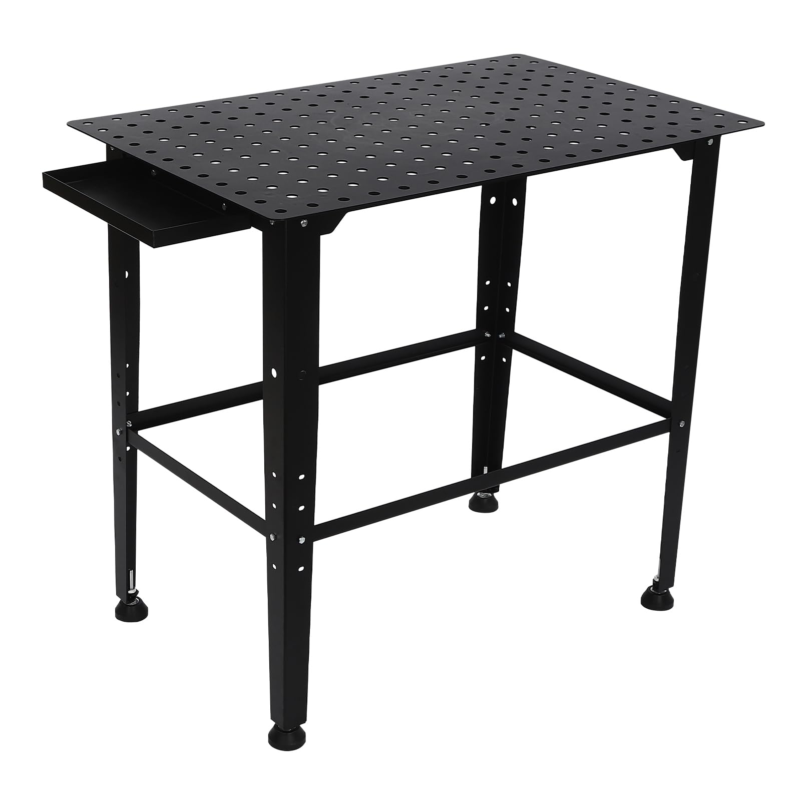 Mobiele multifunctionele werkbank, lastafel, 150 kg draagvermogen staal, lassen werkbank op wielen, met dubbellaags opbergbord, 91 x 60 x 91 cm