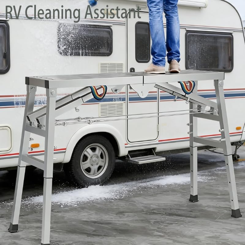 Scaffolding Platform Folding Work Platform, Height Adjustment Portable Steel Step Ladder Stool for Home Improvement, Drywall Painting, Maintenance at Height, Maximum (S-100cm) (S-100cm)