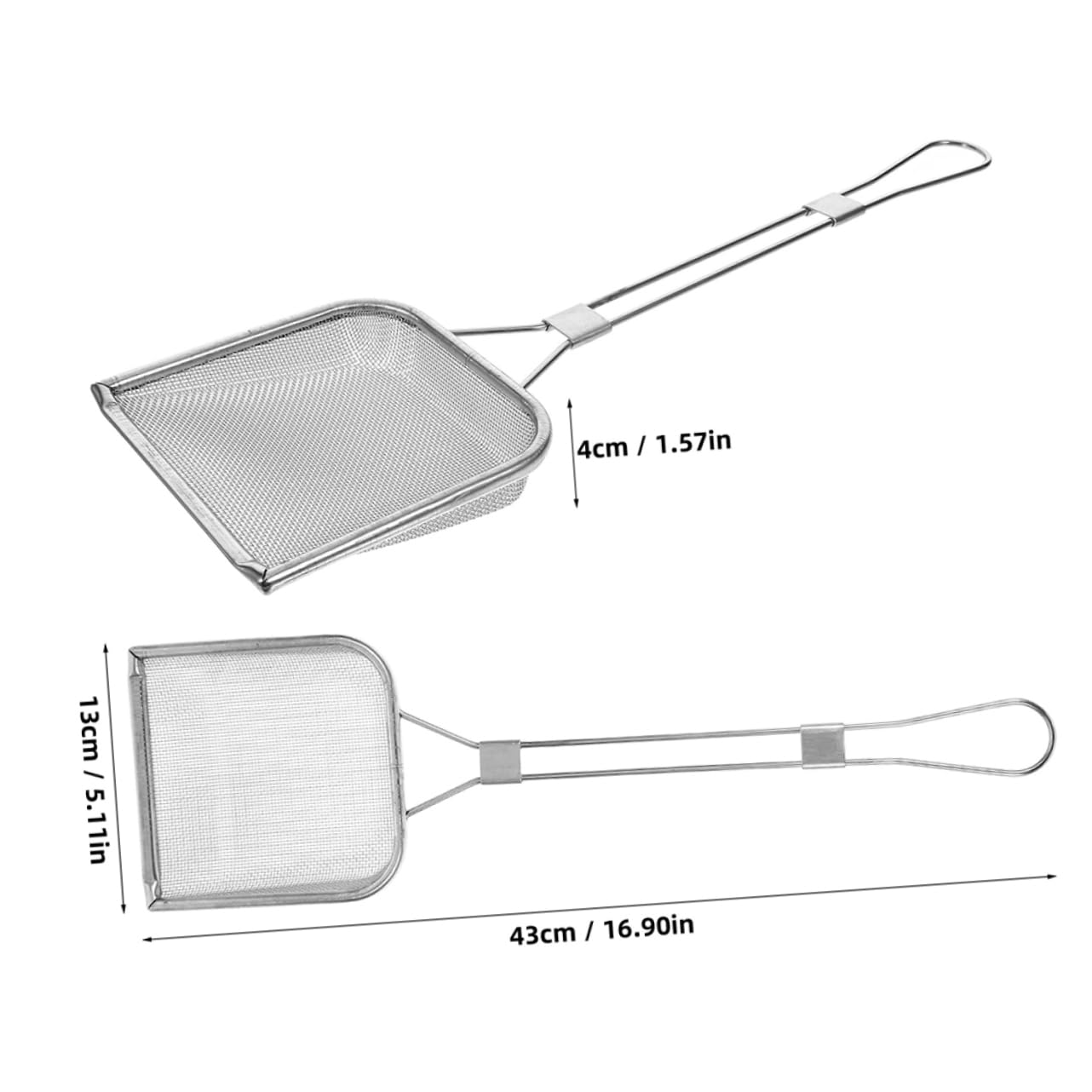 2 Pièces Cuillère Passoire Carrée Acier Inoxydable Écumoire à Huile Pour Friteuse Usage Cuisine Professionnel Maille Fine Résidu Friture Nourriture Poignée Filtre Pâtes Chaud