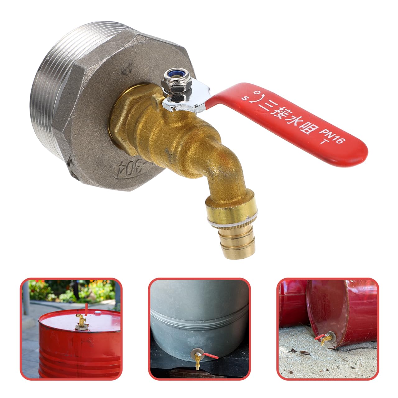 ABOOFAN Robinet Pour FûT De 2 Pouces En Laiton Avec Joint ÉTanche Robinet De Pluie Pour Baril De 55 Gallons Installation Facile Sans Outils Avec Ruban TéFlon