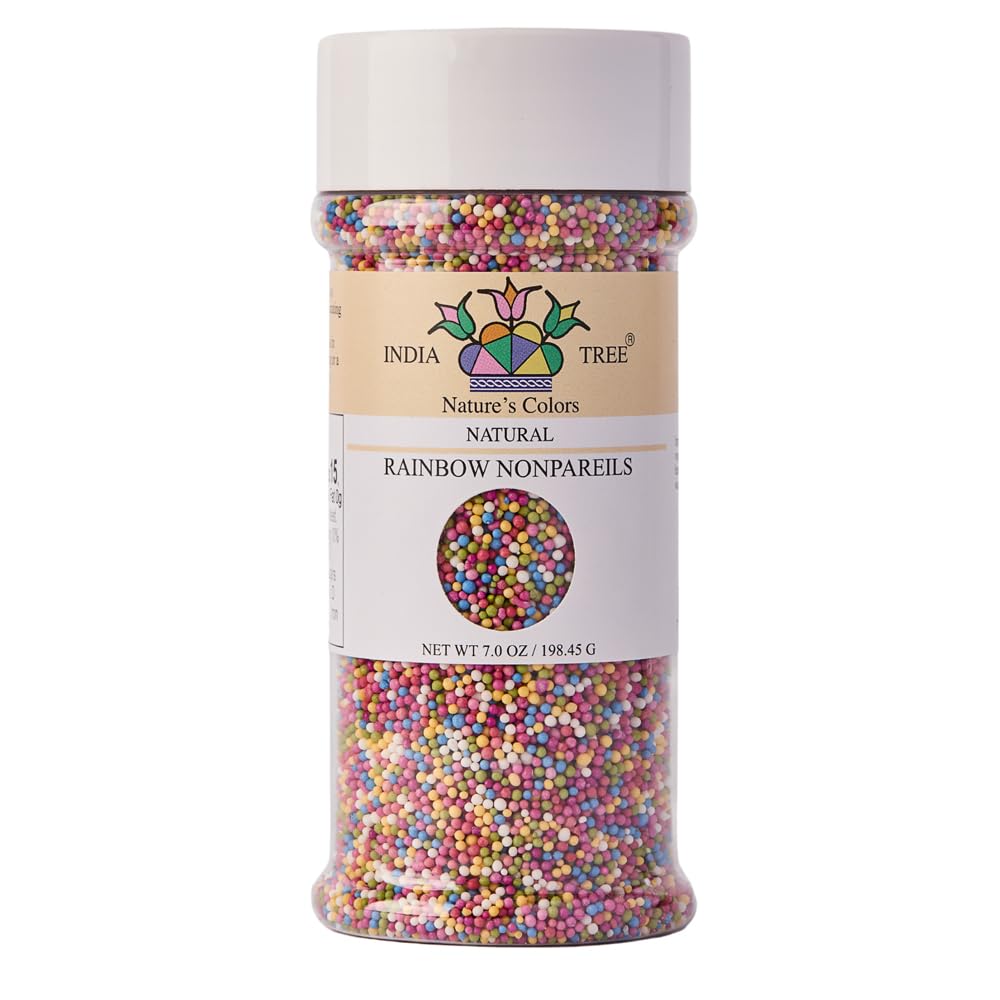Rainbow Nonpareils – Dye-Free, Vegan, Allergen-Free, Plant-Based Colors, 7 oz Jar – India Tree Nature’s Colors