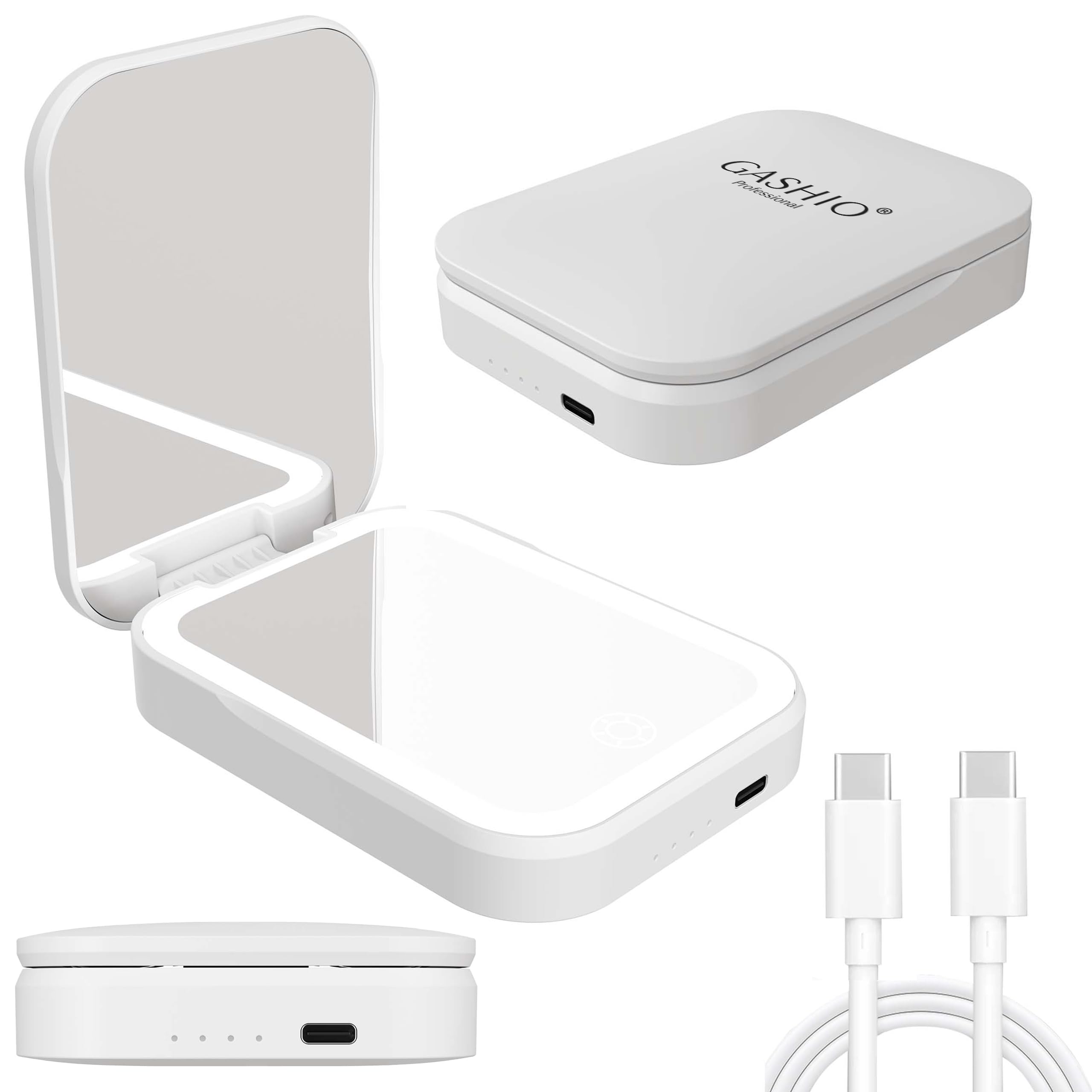 Specchio cosmetico con illuminazione a LED, specchio da trucco senza fili con power bank 5000 mAh, specchio da trucco ricaricabile 2 in 1, portatile per casa e viaggio
