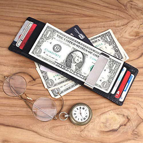 Image of Brooklyn Bridge Genuine Leather Money Clip Wallet for Men Nappa Black - Premium Slim RFID Protected Wallet with Cash Clip, Multiple Card Slots, Stylish Front Pocket Design, Ideal Gift for Men
