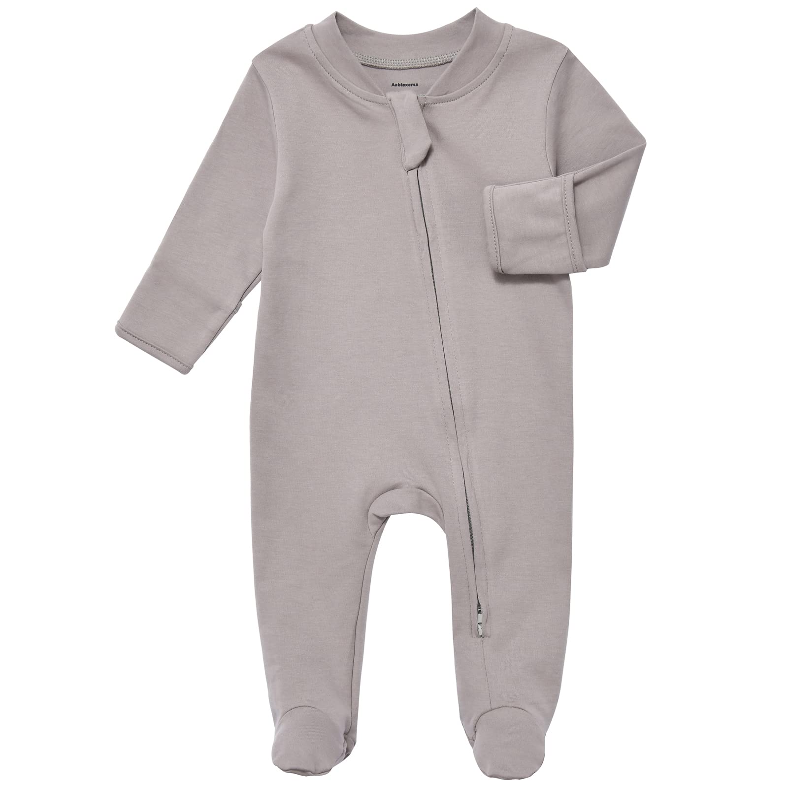 Aablexema Baby Pajamas Organic Cotton Zipper Outfit Newborn Infant One-Piece Footies with Mitten Cuffs