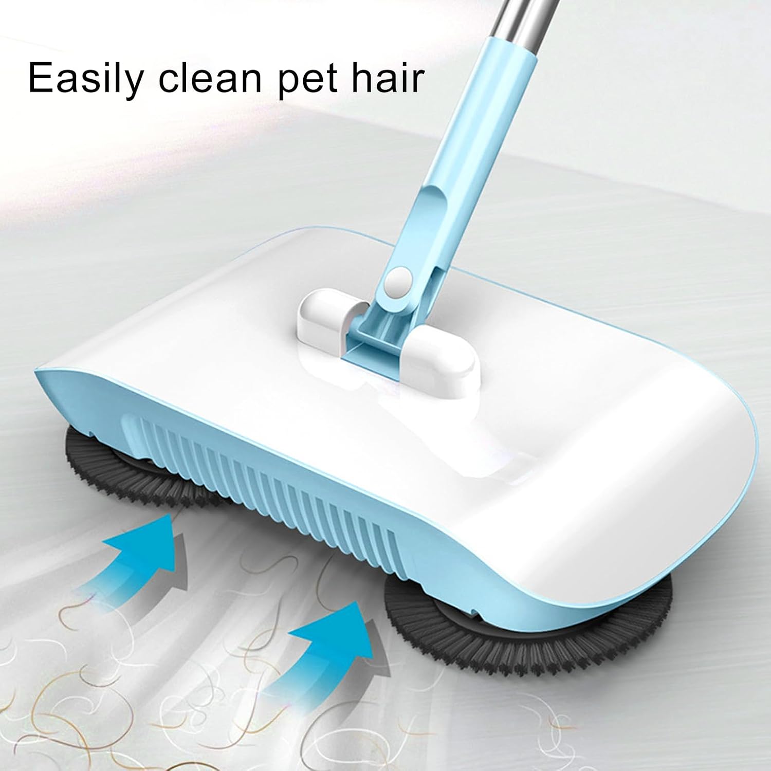 Carpet Floor Sweeper Manual with Horsehair,Hanging Manual Vacuum Carpet Brush Home Tool for Sweeping Mopping (Blue)
