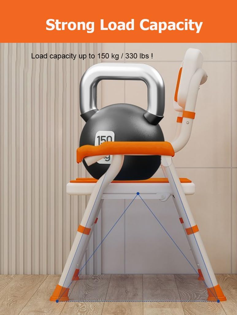 Silla de Ducha Plegable for Personas Mayores y discapacitadas, Asiento de baño Plegable con Respaldo extraíble, sillas de baño Plegables y Ajustables en Altura.(A)