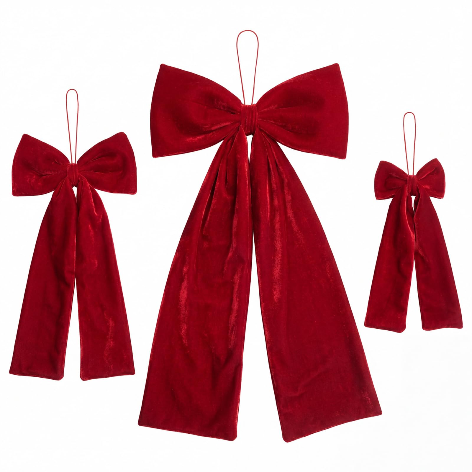 Shntig 3Pcs Soft Velvety Fabric Bowknot Ornament Christmas Tree Bowknot Decoration for Mantels Wedding Festival Celebration Holiday Ribbon Ornamentation