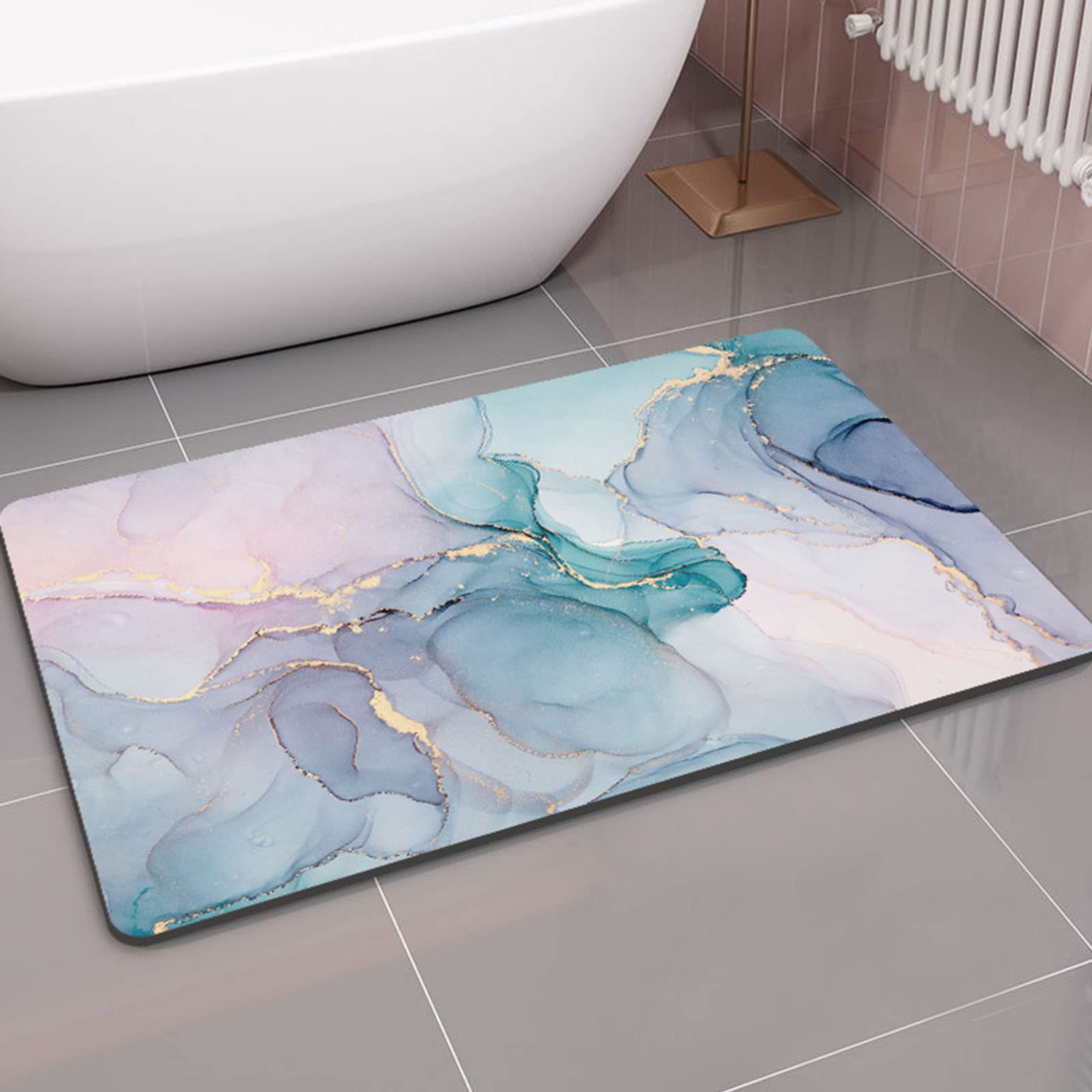 Alfombra de Ducha Curvada, alfombras de baño Antideslizantes, Alfombra de baño, Alfombra de baño Antideslizante, Suave y cómoda, más fácil de secar para el Piso del baño, bañera y