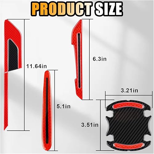 Miniatura 9 de Juego de 12 calcomanías reflectantes para automóvil, calcomanías protectoras para manijas de puerta de automóvil, calcomanías reflectantes de