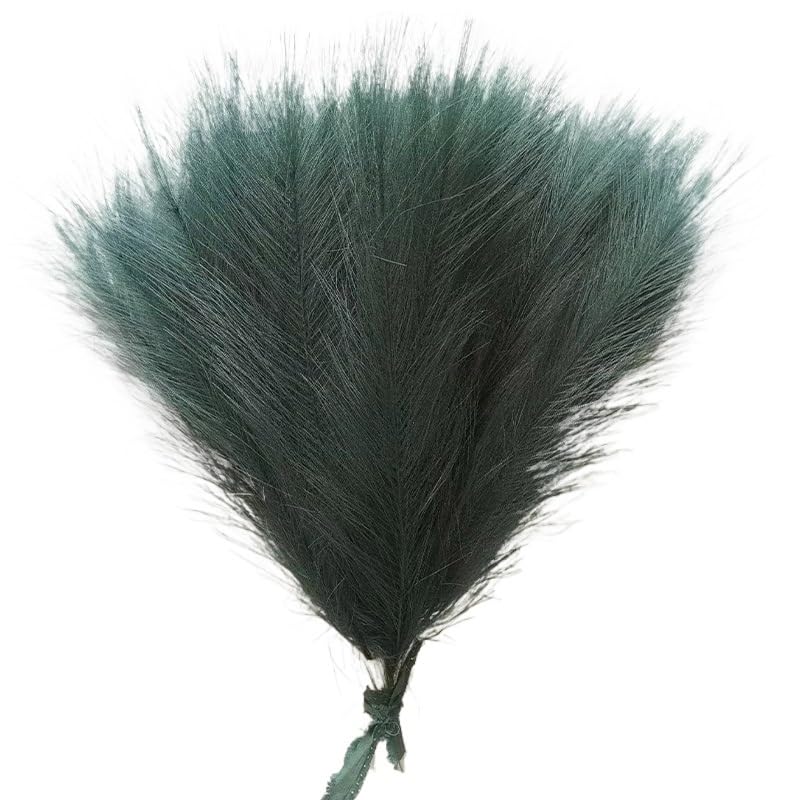 Ramo Artificial de Hierba Pampas Grande 10Pcs Verde Esmeralda miniatura 1