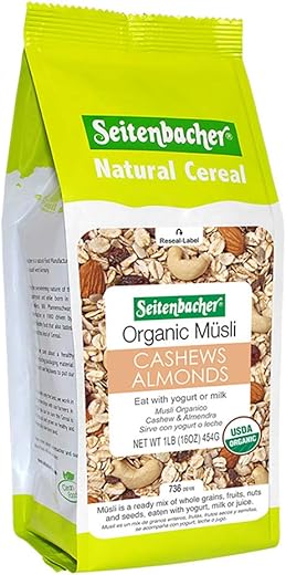 Seitenbacher Organic Muesli Cashews Almonds Natural Cereal, 16 Ounce
