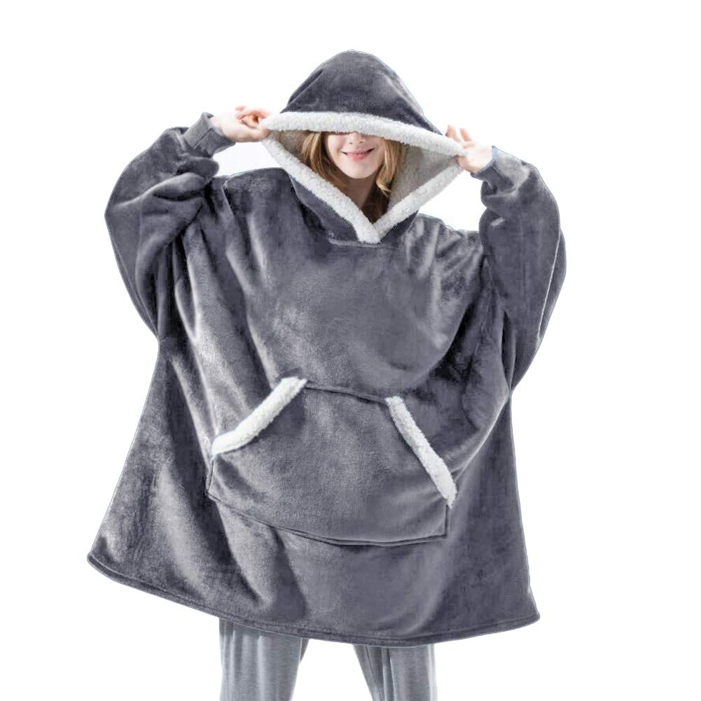 Bluza z kapturem oversize z ogromną kieszenią, ultramiękka bluza z kapturem z polaru typu sherpa dla kobiet, mężczyzn, dorosłych, dzieci