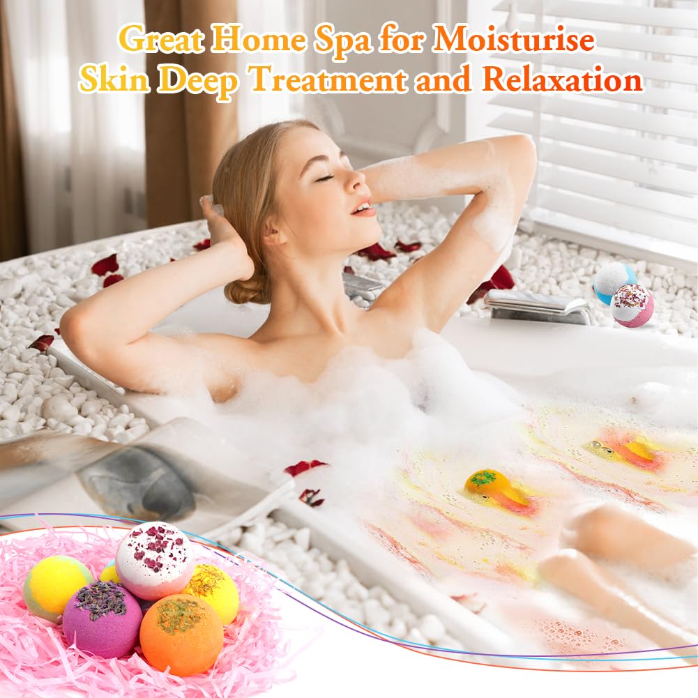 LOPHE Bombe da Bagno, 12 Pezzi Bomba da Bagno Set Bombe da Doccia Naturali e Biologiche, Bombe Bagno Profumate Bath Bomb Gift Set, Regalo Natale/Compleanno/Relax Donna, Mamma