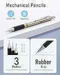Nicpro 35PCS Set de crayons mécaniques d'art, 3PCS Crayon de dessin métallique d'or 0.5 mm & 0.7 mm & 0.9 mm & 3PCS 2mm Titulaire de plomb (6B 4B 2B HB 2H 4H Couleurs) pour dessiner avec 20 Cas de renouvellement du plomb dans le tube