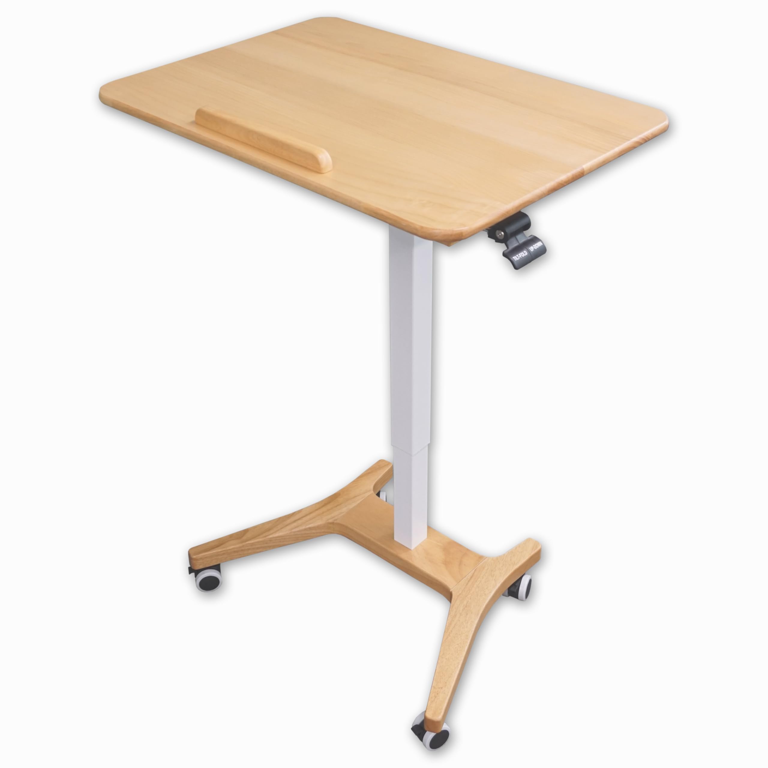 Victor Solid Wood Mobile Standing Desk - Adjustable Height, Ergonomic Stand-Up Desk for Your Office, Sturdy Workstation, Modern Design and Space-Saving Solution