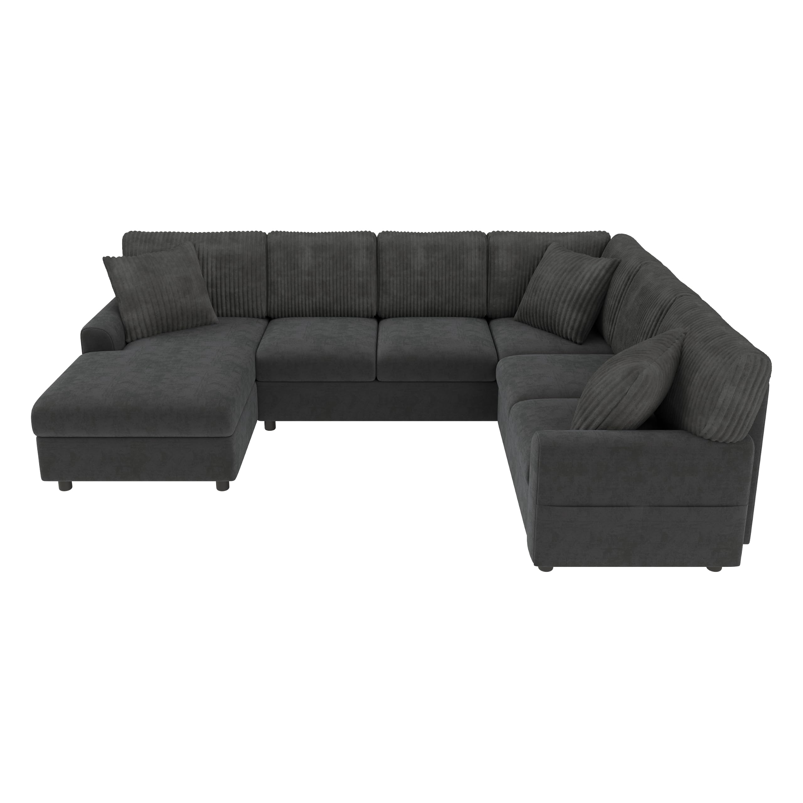 Sofa Rinconera en Forma de U, Puerto USB, 3 Cojines