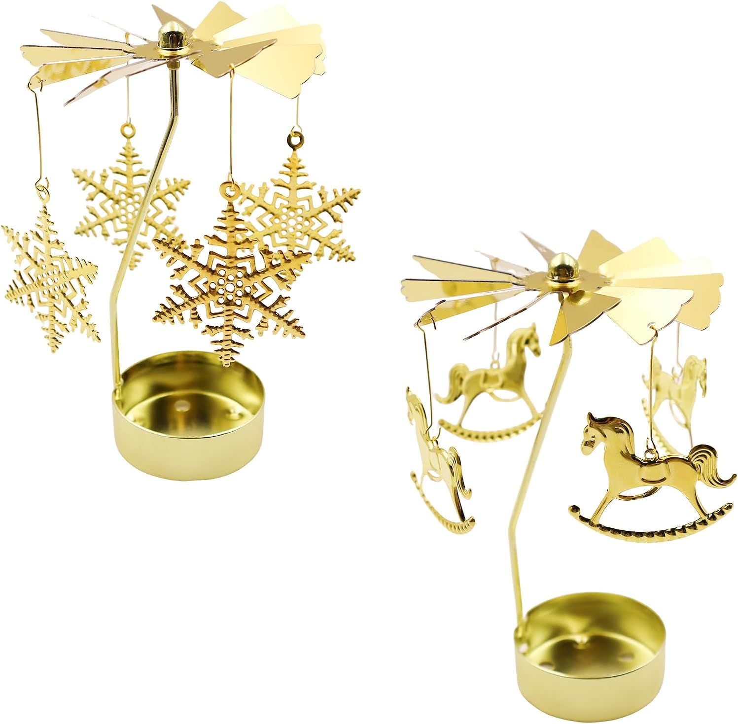 GETRICH 2 sztuki świeczek typu tealight, karuzela, obrotowy świecznik, pływające, podgrzewacze, podgrzewacze, karuzela, Boże Narodzenie, Halloween, urodziny, wesele
