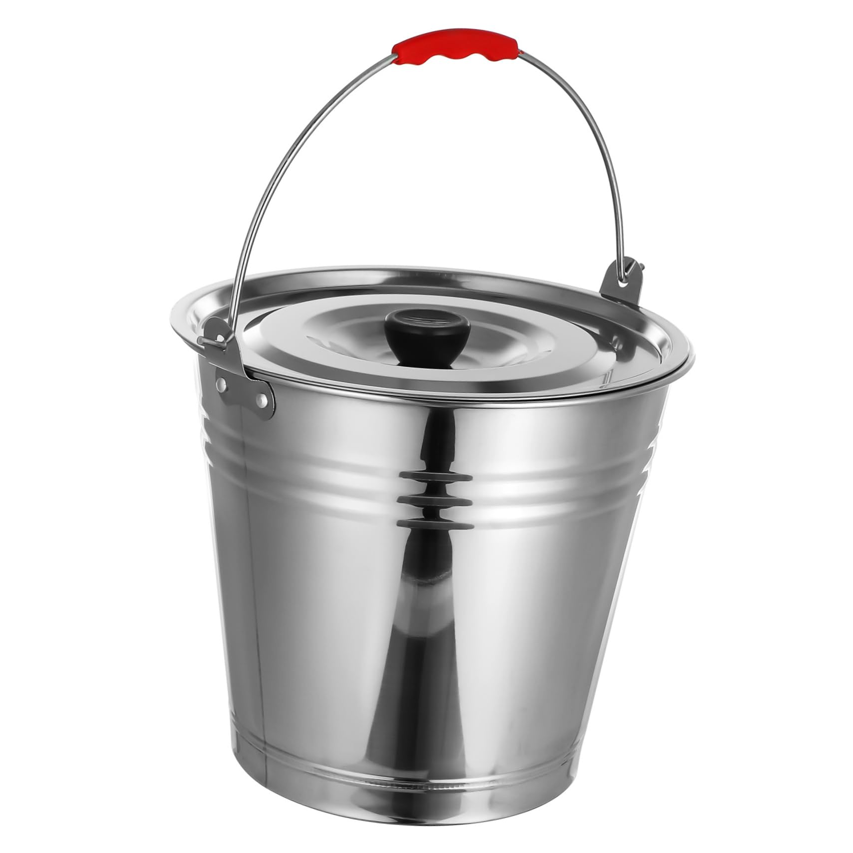 Seau INOX Conception Monobloc Solide avec Couvercle Toilette Sèche en Acier Inoxydable et Maniement pour Usage Domestique et Pâturage