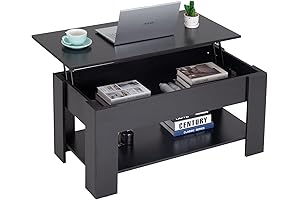 FDW Black Center Table with Lift Top: Storage and Style Combined