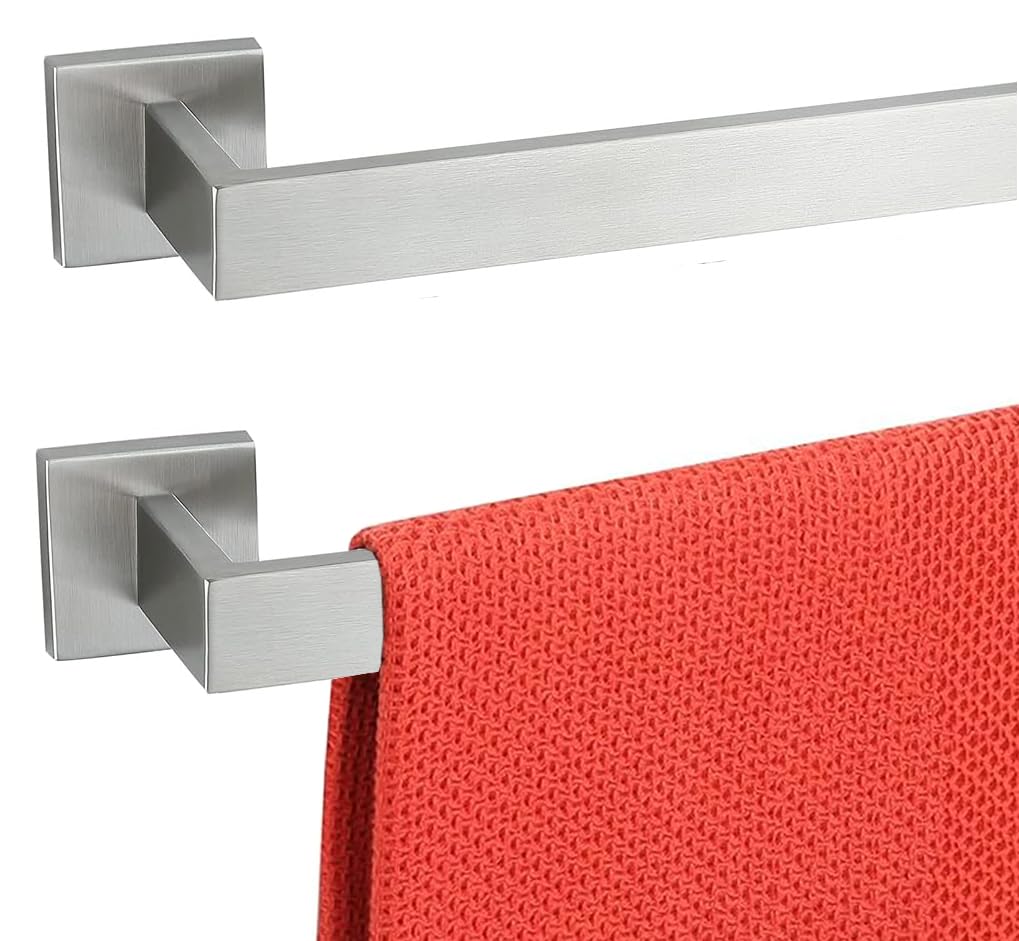36 inch towel bar 2 pack for bathrooms 12/16/20/24/28/32/36 inch stainless steel 304 brushed nickel towel holder modern square towel rod rustproof wall mount (2, brushed nickel, 36 inch)