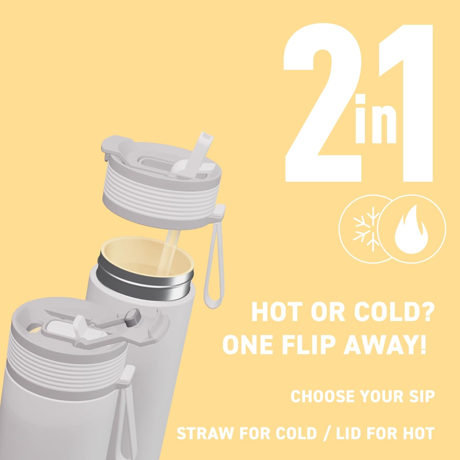 Asobu 20oz Ceramic Lined Insulated Water Bottle for Hot and Cold Drinks with 2-in-1 lid - Durable Travel Bottle with Leak-Proof Lid, Double-Wall Stainless Steel, Keeps Flavors True - Image 3