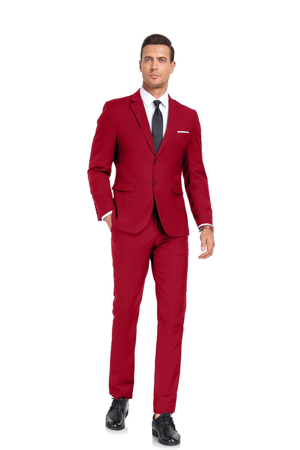 Terno masculino slim fit, 2 peças, terno de negócios com dois botões para homens, casual, casamento, blazer, calça, smoking