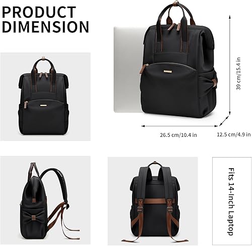 Miniatura 4 de GOLF SUPAGS Mochila para computadora portátil para mujer, con asa superior, bolsa de trabajo, viajes, universidad, mochila para portátil de 14