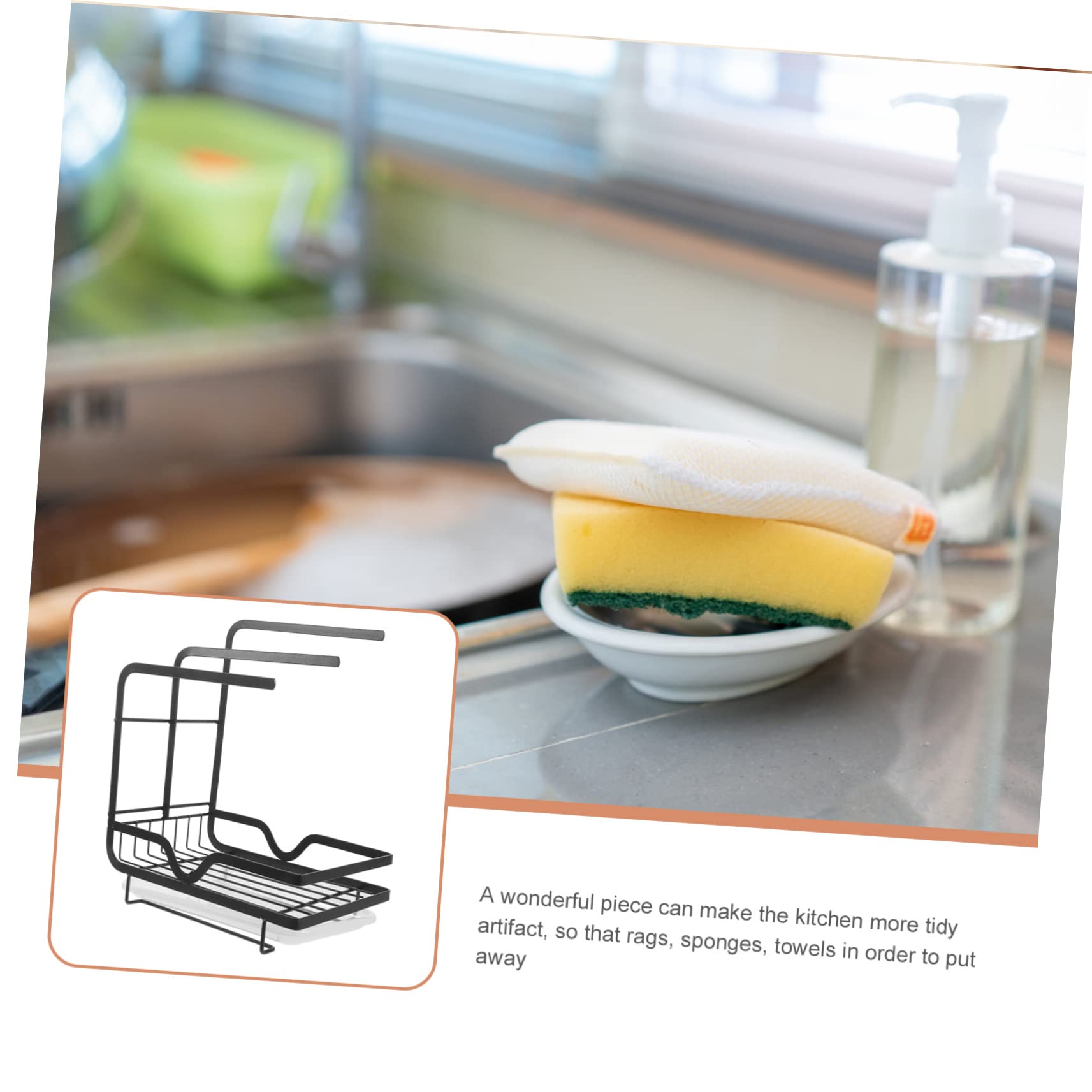 Cabilock Soporte Escurridor de Esponjas y Paños de Cocina, Organizador Metálico de Pared para Fregadero y Cocina, Negro