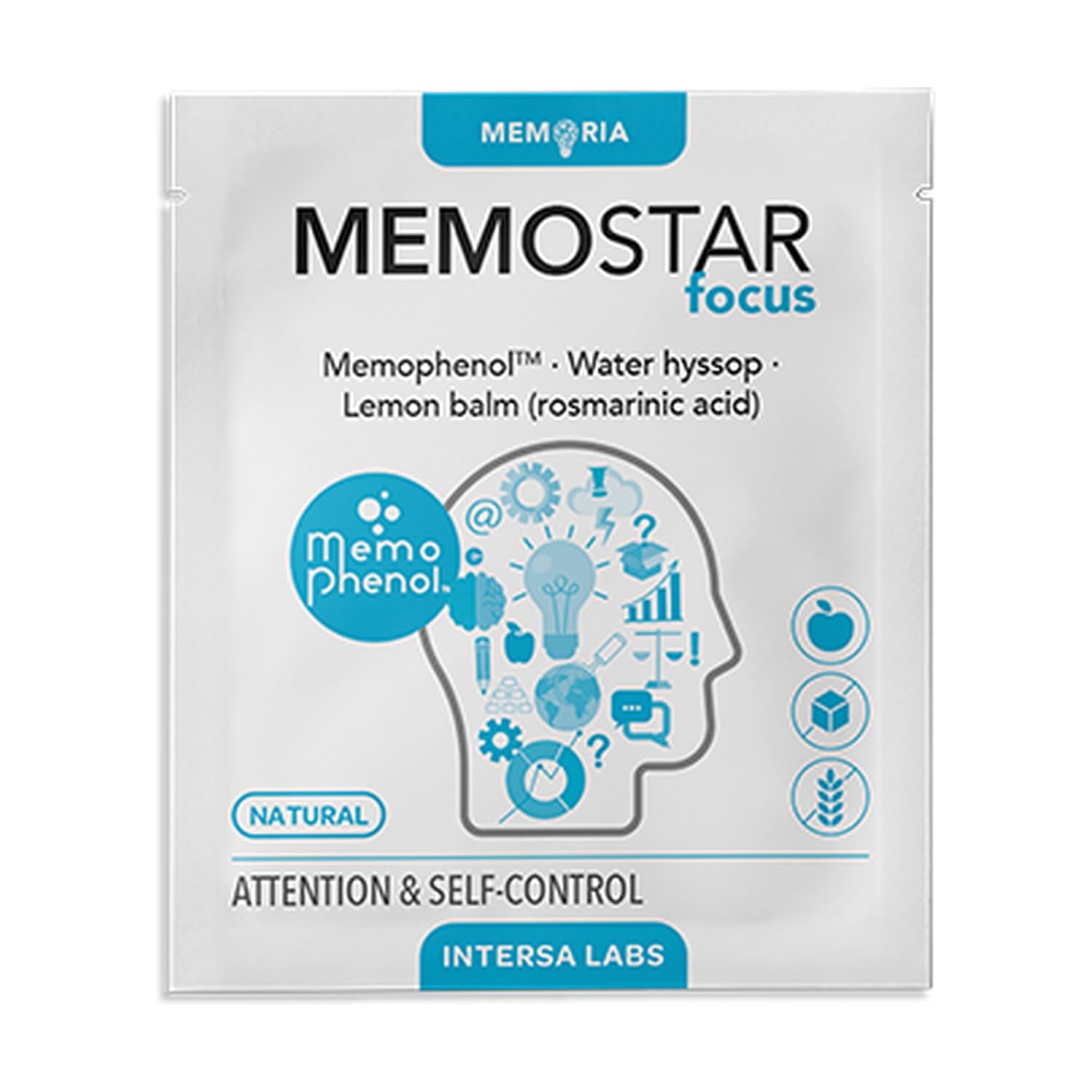 Memostar Focus 30 Sobres - Complemento Nutricional que contribuye a la función cognitiva normal y al rendimiento intelectual normal.