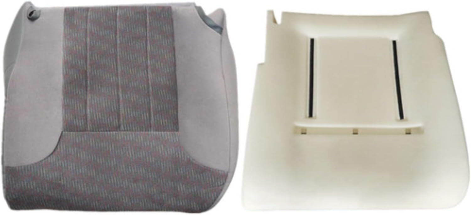 GXARTS Driver Side Bottom Replacement Cloth Seat Cover D5 or C3 and Driver Bottom Foam Cushion Pad Compatible with Dodge Ram 1500 2500 3500 1994 1995 1996 1997 Medium Quartz Gray