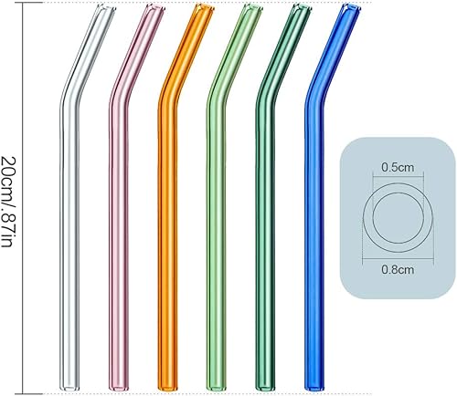 Miniatura 7 de Pajitas de vidrio dobladas reutilizables ecológicas, paquete de 12 (rosa)