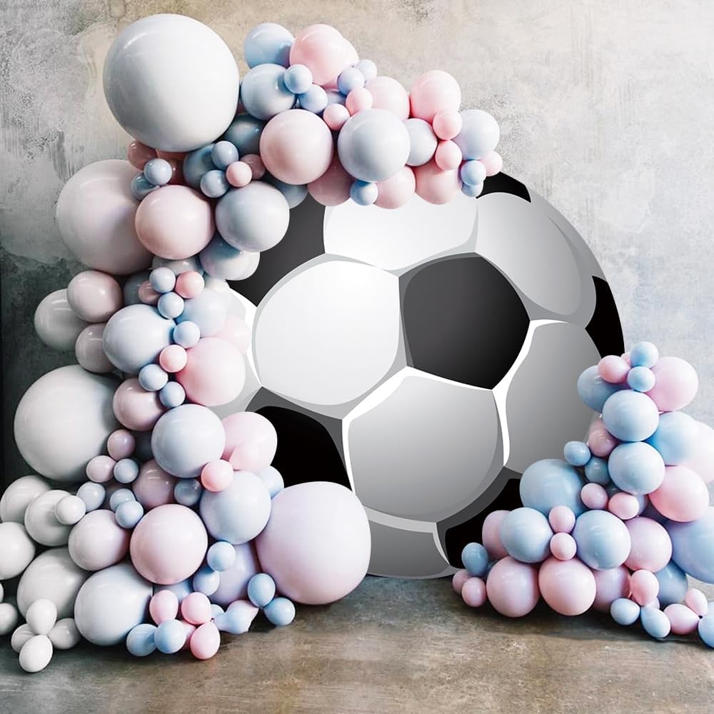 Renaiss 6.5x6.5ft Soccer Round Backdrop Cover for Photoshoot Kids Boy Man Portrait Football Circle Photography Background Baby Shower Newborn Gender Reveal Fans Birthday Party Decor Photo Booth Props