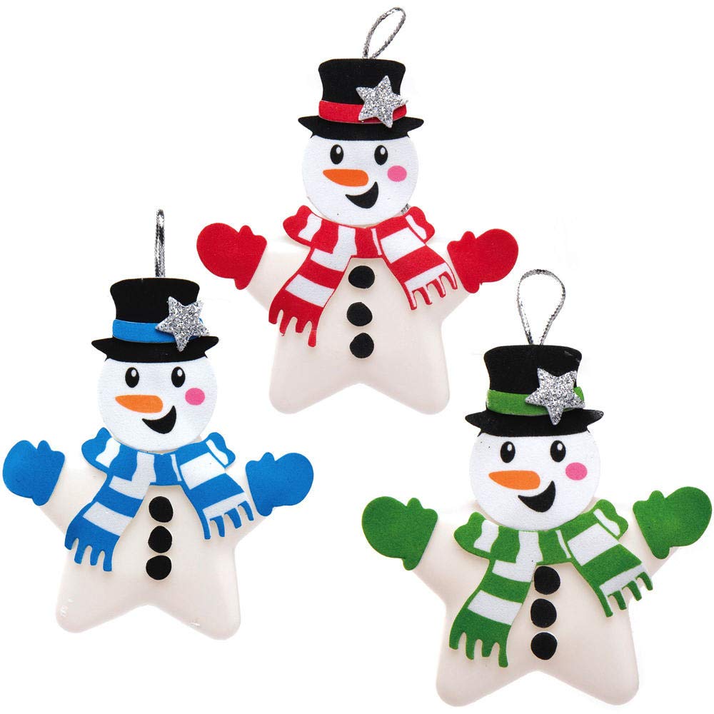 Baker Ross Snowman Star Bauble Kits - Pack of 6, Make Your Own Christmas Bauble Decoration, Christmas Decoration Craft Kit (AX514) - Image 4