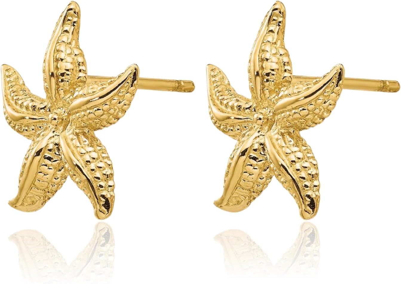 IceCarats 14K Solid Yellow Gold Extra Large Starfish Stud Earrings 13mm 1/2 inch Butterfly Back For Her