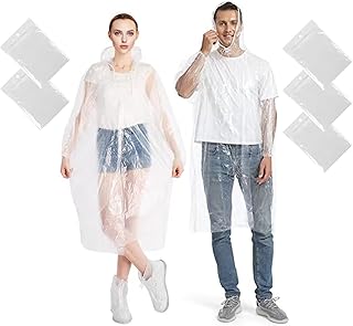 Scukzyde 5 Pack Disposable Rain Ponchos, Emergency Raincoats