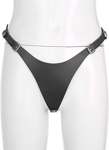 Miniatura 3 de Yanarno Arnés de cintura de cuero punk para mujer, con borla en la cintura, cinturón de látex para fiesta, cintura