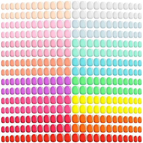 Honoson 720 Pieces Short False Nails Medium Square Artificial Fake Nails Full Cover Fingernails Coffin Press on Nails Glossy False Nails Tips for Women Girls DIY Nail(Stylish Colors)